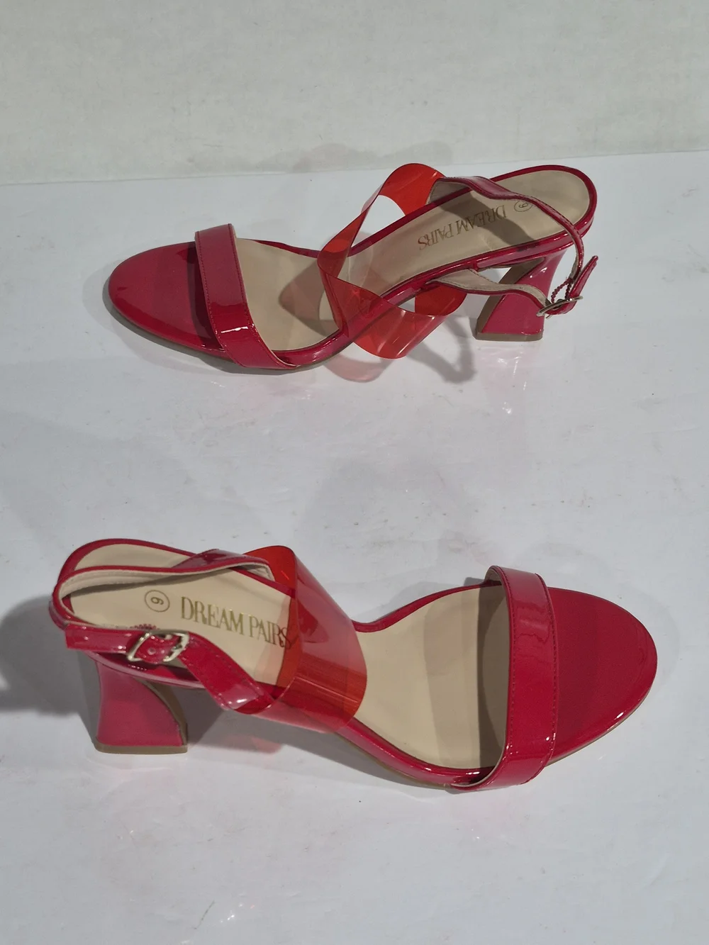 Dream Pairs Red Slingback Sandals with Clear Strap - Size 9 - Picture 5 of 13